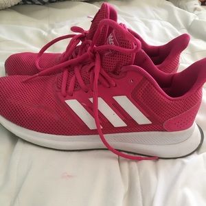 Pink Adidas tennis shoes